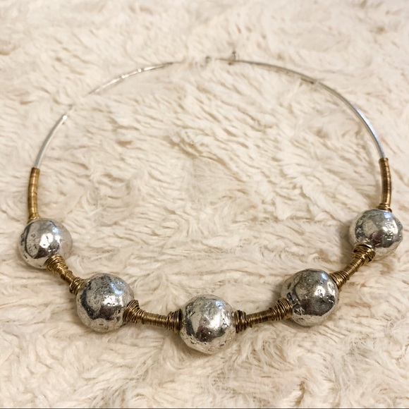 TwoToned Soho Sculptural Bead Wire Collar Necklace - Picture 4 of 5